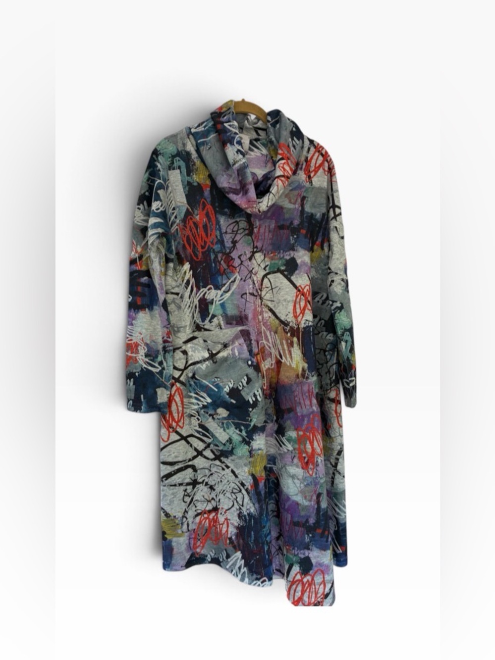 iNoah Asymmetric Dress Cowl Neck Art to Wear Sz S